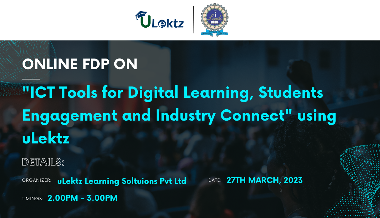 Online FDP on ICT Tools for Digital Learning, Students Engagement and Industry Connect